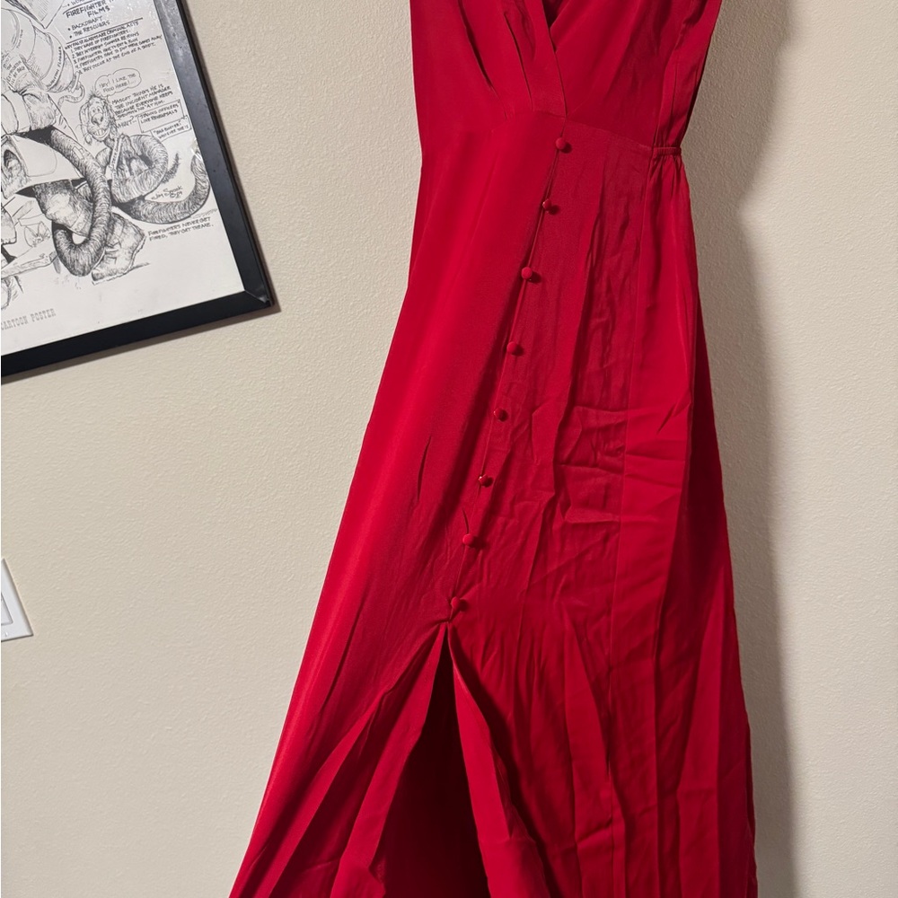 Elegant Red Button-Down Dress